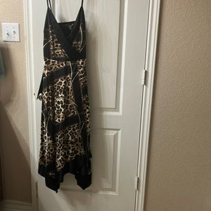 Leopard print handkerchief dress with tie. New York and Co.